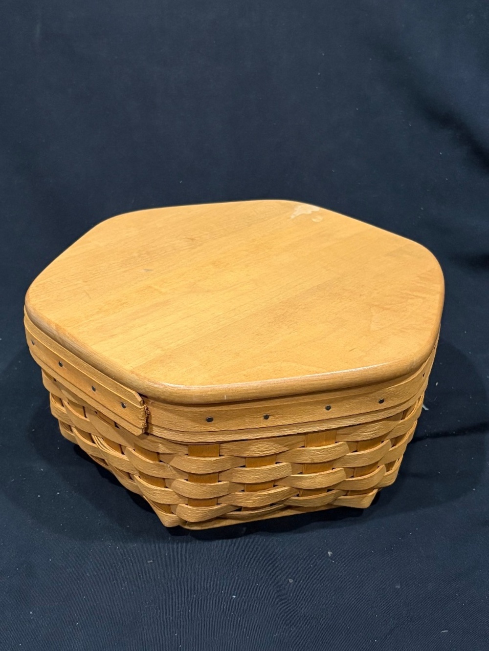 Longaberger Hexagonal Basket with Divided Liner and Lid